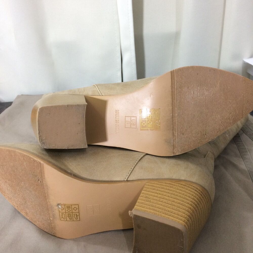 NEW Tan Cowboy Western Boots Embroidered Pointed Toe Faux Leather Size 8 - Picture 6 of 7